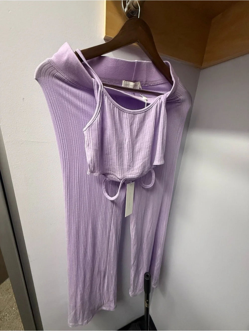 Jonathan Simkhai Lilac Ribbed Knit Set - Crop Top & Pants New w tags